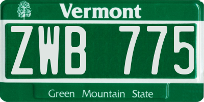 VT license plate ZWB775