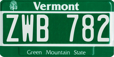 VT license plate ZWB782