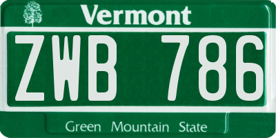 VT license plate ZWB786