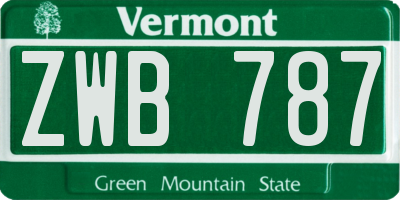 VT license plate ZWB787