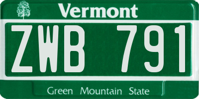 VT license plate ZWB791