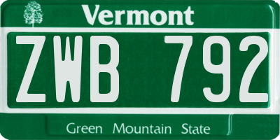 VT license plate ZWB792