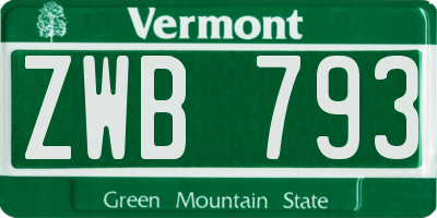 VT license plate ZWB793