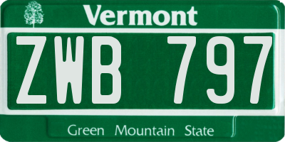 VT license plate ZWB797