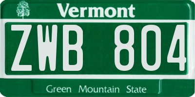 VT license plate ZWB804