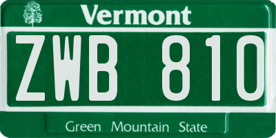 VT license plate ZWB810