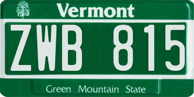 VT license plate ZWB815