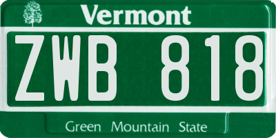VT license plate ZWB818