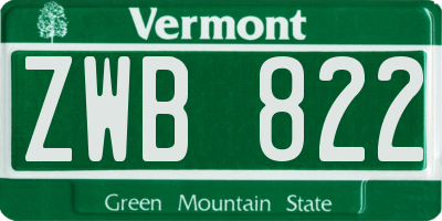 VT license plate ZWB822