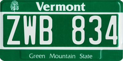 VT license plate ZWB834