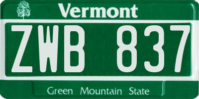 VT license plate ZWB837
