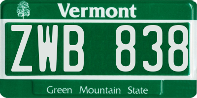 VT license plate ZWB838