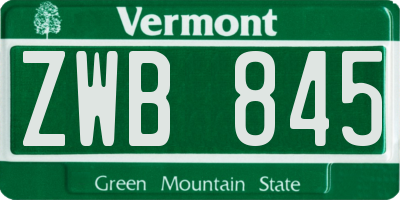 VT license plate ZWB845
