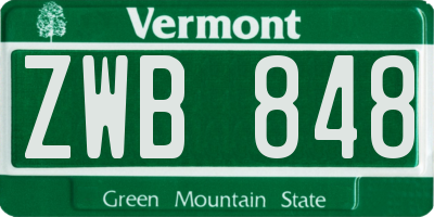 VT license plate ZWB848