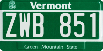 VT license plate ZWB851