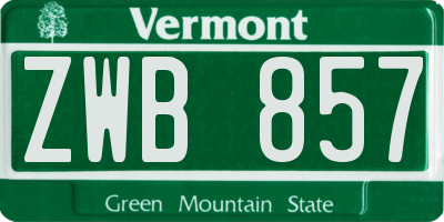 VT license plate ZWB857
