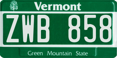 VT license plate ZWB858