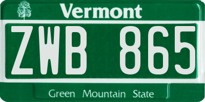 VT license plate ZWB865