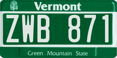 VT license plate ZWB871
