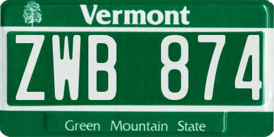 VT license plate ZWB874