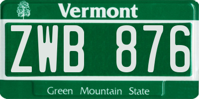 VT license plate ZWB876