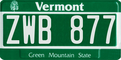 VT license plate ZWB877