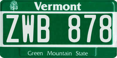 VT license plate ZWB878