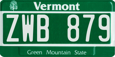 VT license plate ZWB879