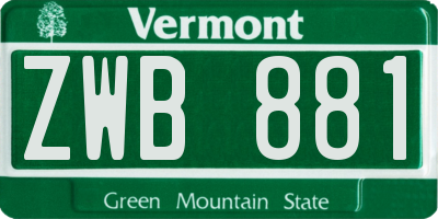 VT license plate ZWB881