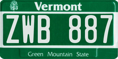 VT license plate ZWB887