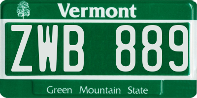 VT license plate ZWB889