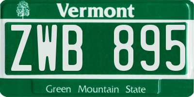 VT license plate ZWB895