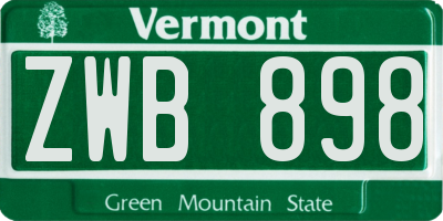 VT license plate ZWB898