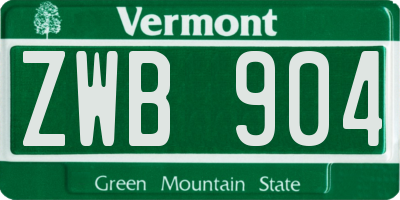 VT license plate ZWB904