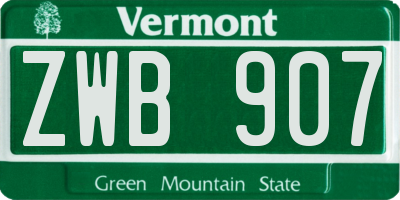 VT license plate ZWB907