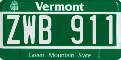 VT license plate ZWB911