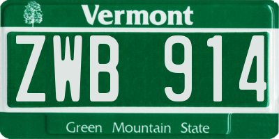 VT license plate ZWB914