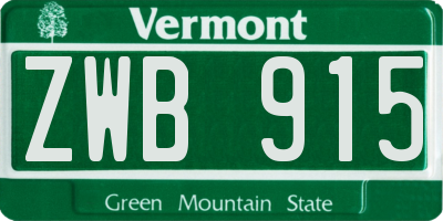 VT license plate ZWB915