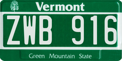 VT license plate ZWB916