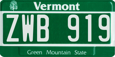VT license plate ZWB919