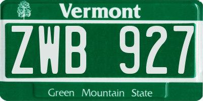 VT license plate ZWB927
