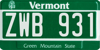VT license plate ZWB931