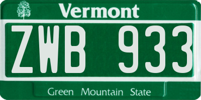 VT license plate ZWB933