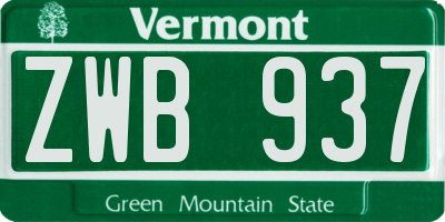VT license plate ZWB937