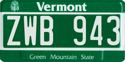 VT license plate ZWB943