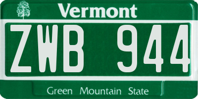 VT license plate ZWB944