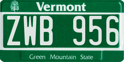 VT license plate ZWB956