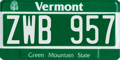 VT license plate ZWB957