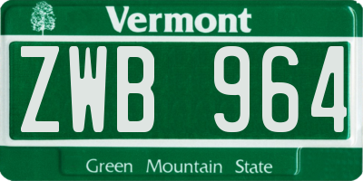 VT license plate ZWB964