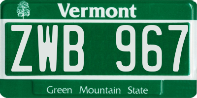 VT license plate ZWB967